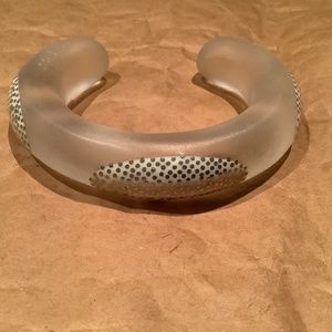 Patricia Von Musulin Vintage Lucite pounded sterling nails in bone Bracelet